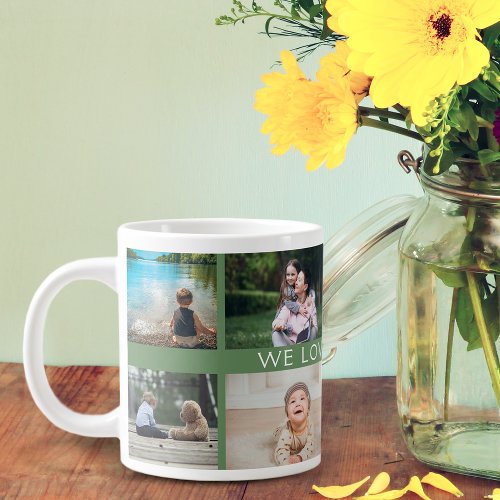 We Love You Grandma Personalized Photo Collage Giant Coffee Mug