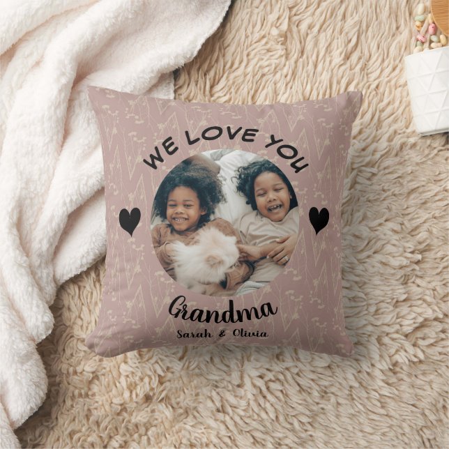 We love you Grandma personalized photo keepsake Throw Pillow (Blanket)
