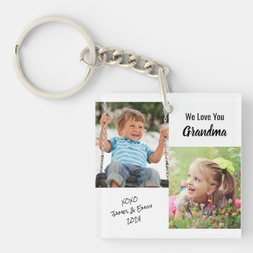 We Love You Grandma Personalized Photos  Names Keychain