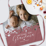 We Love You Grandma Photo Apron<br><div class="desc">Their is no better cook than grandma! Looking for a special gift for your grandmother,  then this personalized apron is perfect featuring a precious family photo of the children,  a modern cute heart border design,  the saying "we love you grandma",  and the grandchildrens names.</div>