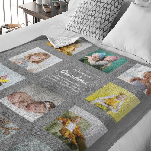 We Love You Grandma Photo Collage Fleece Blanket