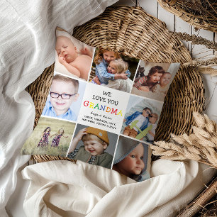 "We Love You" Grandma Photo Collage Keepsake Throw Pillow