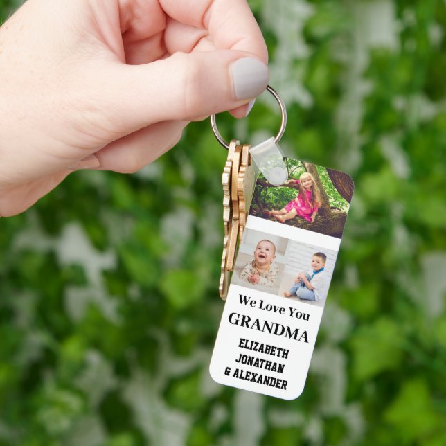 We Love You Grandma Photo Collage Keychain (Hand)
