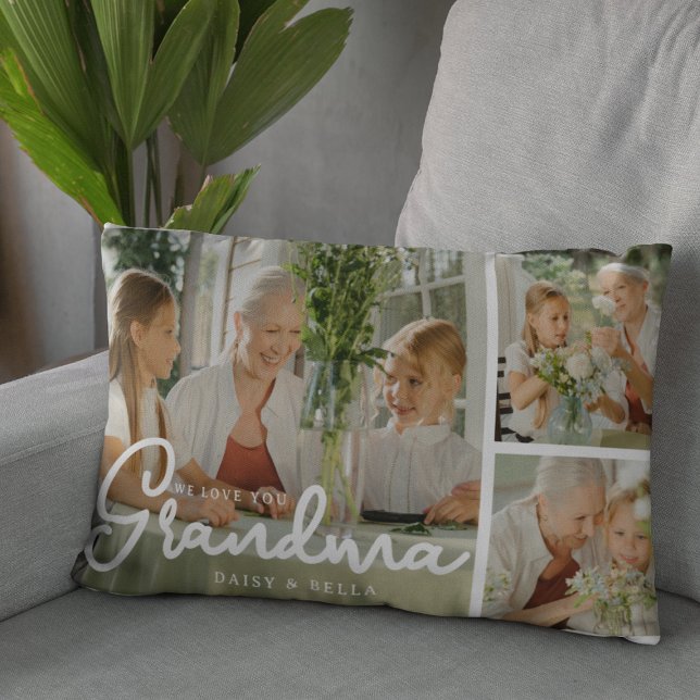 We Love You Grandma | Photo Collage Lumbar Pillow (Creator Uploaded)
