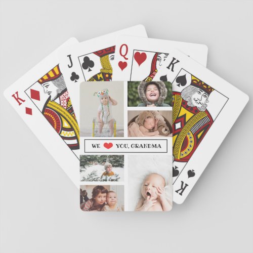 We Love You Grandma Photo Collage Poker Cards