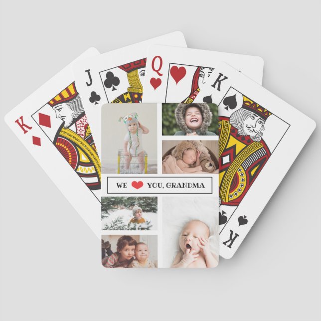 We Love You Grandma Photo Collage Poker Cards (Back)