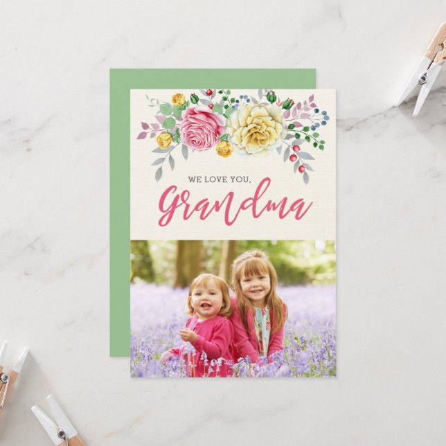 We Love You Grandma | Photo Flat Card (Front/Back In Situ)