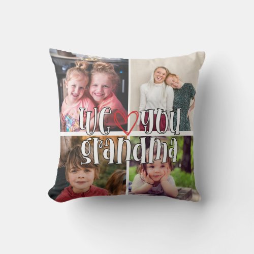 We love you grandma photo grid Throw Pillow