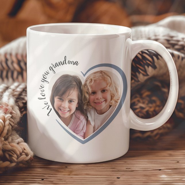 We Love You Grandma Photo Heart Two-Tone Coffee Mug (Creator Uploaded)