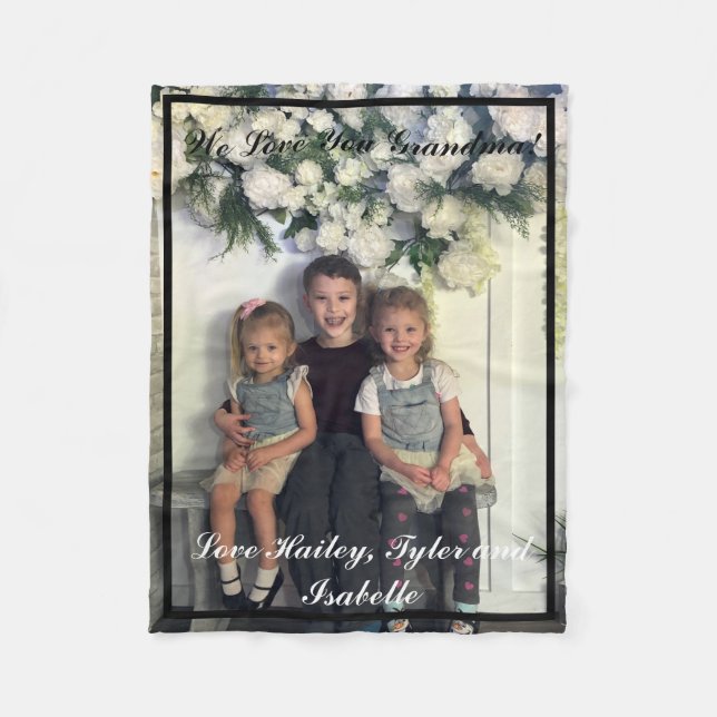 We Love You Grandma Photo Mother's Day Blanket (Front)
