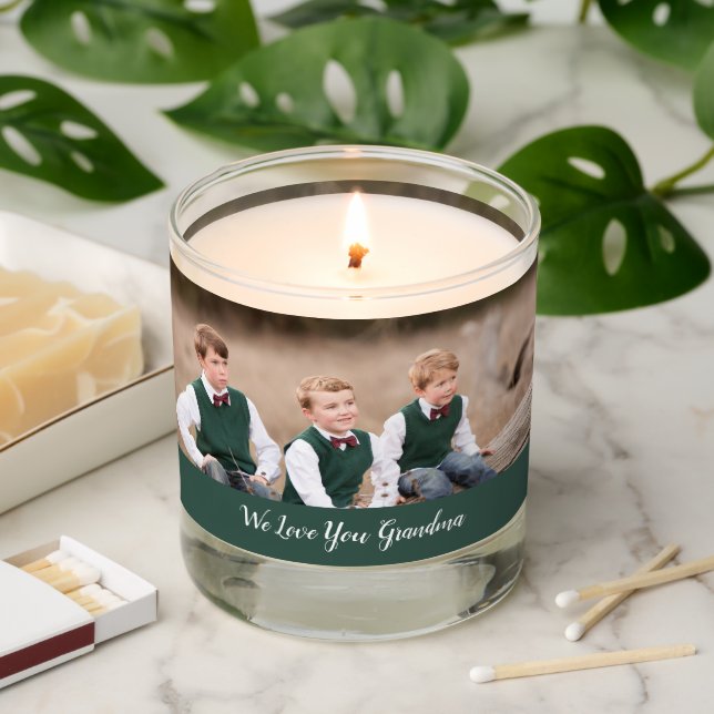 We Love You Grandma Photo Scented Candle (Lit)
