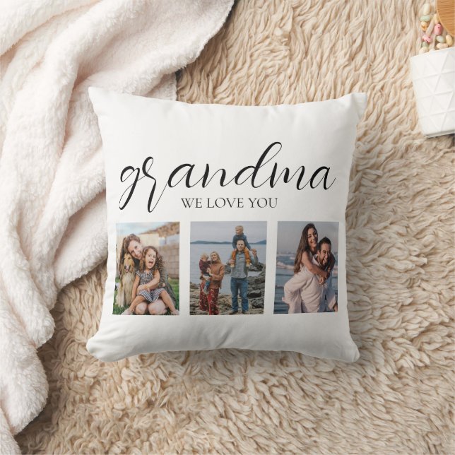We Love You Grandma Photo Throw Pillow (Blanket)