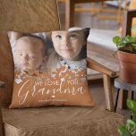We Love You Grandma Photo Throw Pillow<br><div class="desc">Personalized grandmother photo pillow featuring a precious family photo,  a modern cute heart burnt orange border design,  the saying "we love you grandma",  and the childrens names. This would make the perfect gift for mothers day!</div>