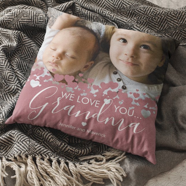 We Love You Grandma Photo Throw Pillow (Creator Uploaded)
