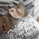 We Love You Grandma Photo Throw Pillow<br><div class="desc">Personalized grandmother photo pillow featuring a precious family photo,  a modern cute heart white border design,  the saying "we love you grandma",  and the childrens names. This would make the perfect gift for mothers day!</div>
