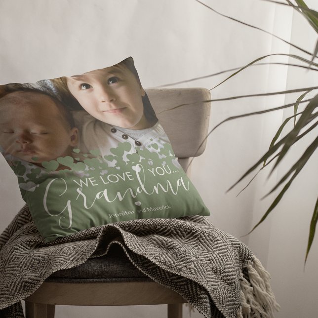 We Love You Grandma Photo Throw Pillow (Creator Uploaded)