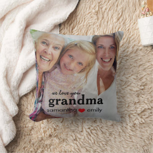 we love you grandma photo throw pillow