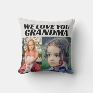 WE LOVE YOU GRANDMA PHOTO THROW PILLOW