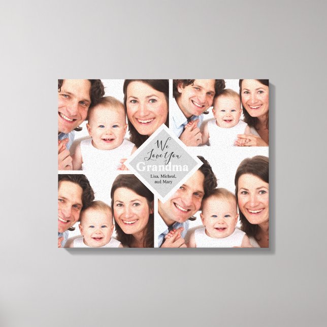 We Love You Grandma Photos Monogram Name Canvas (Front)