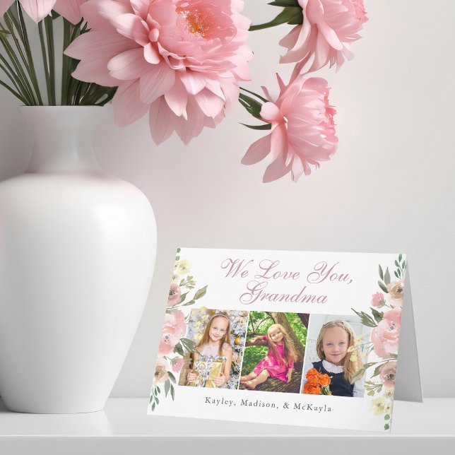 We Love You Grandma Pretty Floral Birthday Card (Creator Uploaded)