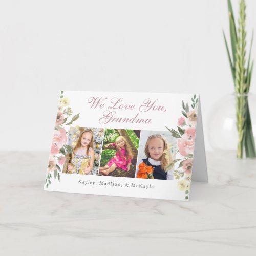 We Love You Grandma Pretty Floral Mothers Day Card