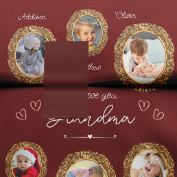We Love You Grandma Six Photo with Text Red Heart Tissue Paper