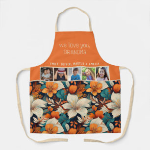 We love you Grandma Tropical Flowers 5 Photo Apron