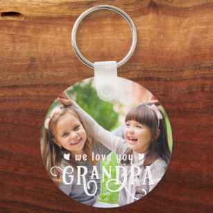 We Love You Grandpa 1-2 Photos Custom Color Keychain