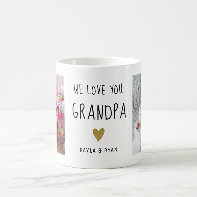 We Love You Grandpa 2 Photo Collage Father's Day  Coffee Mug (Center)