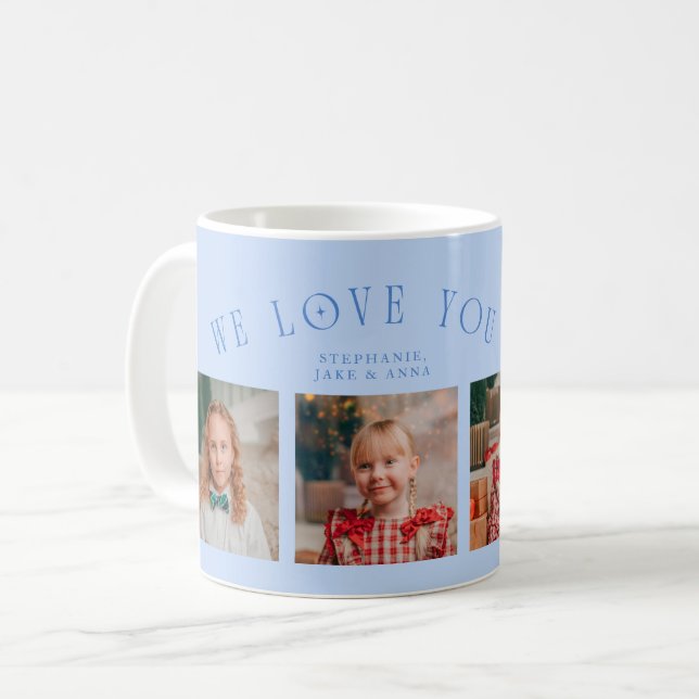 We Love You Grandpa 4-Photo Icy Blue Coffee Mug (Front Left)