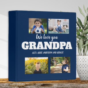 We Love You Grandpa 4 Photo Navy Blue Scrapbook 3 Ring Binder