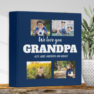 We Love You Grandpa 4 Photo Navy Blue Scrapbook 3 Ring Binder