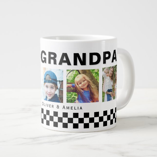We love you Grandpa 5 Photos Keepsake Giant Coffee Mug (Front Right)