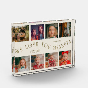 We Love You Grandpa 8 Photo Grid Cream Acrylic Award