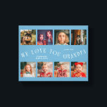 We Love You Grandpa | 8 Photo Grid Denim Blue Canvas Print<br><div class="desc">Customizable canvas print featuring 8 photos with a curved typography text that says "we love you grandpa." Perfect keepsake gift for a grandfather in your life for a special occasion. The color is denim blue.</div>