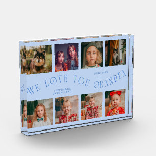 We Love You Grandpa 8 Photo Grid Icy Blue Acrylic Award