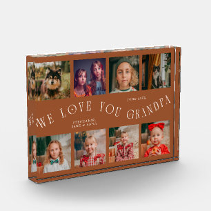 We Love You Grandpa 8 Photo Grid Terracotta Acrylic Award