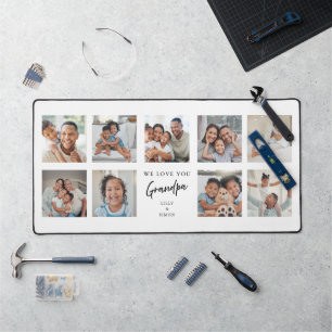We Love You Grandpa 9 Photo Collage Personalized Desk Mat