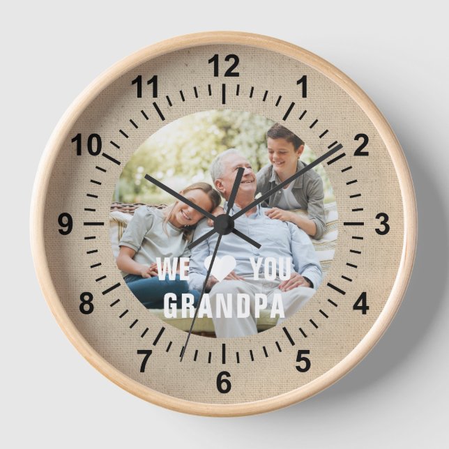 We Love You Grandpa Custom Photo Gift Clock (Front)