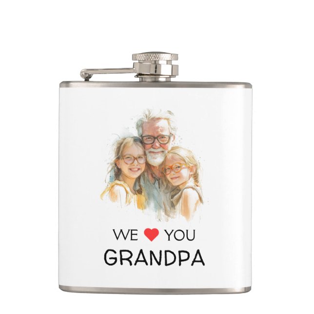 We Love You Grandpa Flask | Personalized Photo (Front)