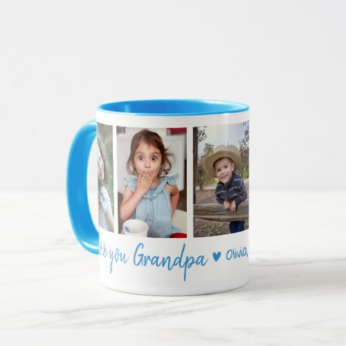 We Love You Grandpa Grandchildren 5 Photo  Collage Mug