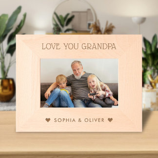 We Love You Grandpa, Grandchildren Name Photo Engraved Frames