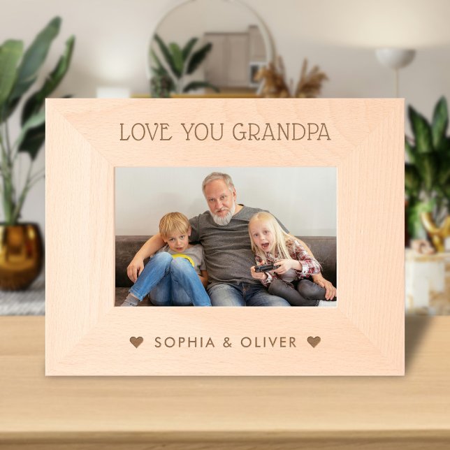 We Love You Grandpa, Grandchildren Name Photo Engraved Frames (Creator Uploaded)