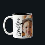 We love you Grandpa Grandchildren photos Two-Tone Coffee Mug<br><div class="desc">Using beautiful and modern Typography for the words "We love you Grandpa",  elegant script and classic font together with san serif type. Customize this photo mug with the grandkids' photos for the grandfather to treasure and cherish Simple,  with 3 photo spots,  thoughtfully laid-out. A wonderful gift for granddad.</div>