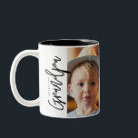 We love you Grandpa Grandchildren photos Two-Tone Coffee Mug<br><div class="desc">Using beautiful and modern Typography for the words "We love you Grandpa",  elegant script and classic font together with san serif type. Customize this photo mug with the grandkids' photos for the grandfather to treasure and cherish Simple,  with 3 photo spots,  thoughtfully laid-out. A wonderful gift for granddad.</div>