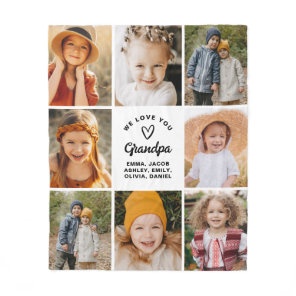 We Love You Grandpa Handwritten 8 Instagram Photo Fleece Blanket