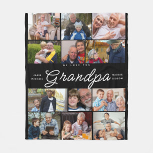 We Love You Grandpa Heart Photo Collage Fleece Blanket