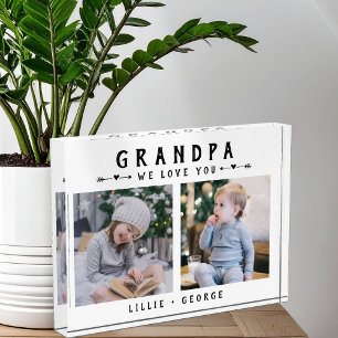 We Love You Grandpa Modern Photo Collage Keepsake Block