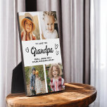 We Love You Grandpa Modern Photo Collage Plaque<br><div class="desc">The Grandpa We Love You Heart Modern Photo Collage Plaque is a touching and personalized gift that showcases your love for your grandfather. This beautifully designed plaque features a heart-shaped photo collage, allowing you to add your favorite family pictures in a modern and stylish layout. The heartfelt "We Love You,...</div>