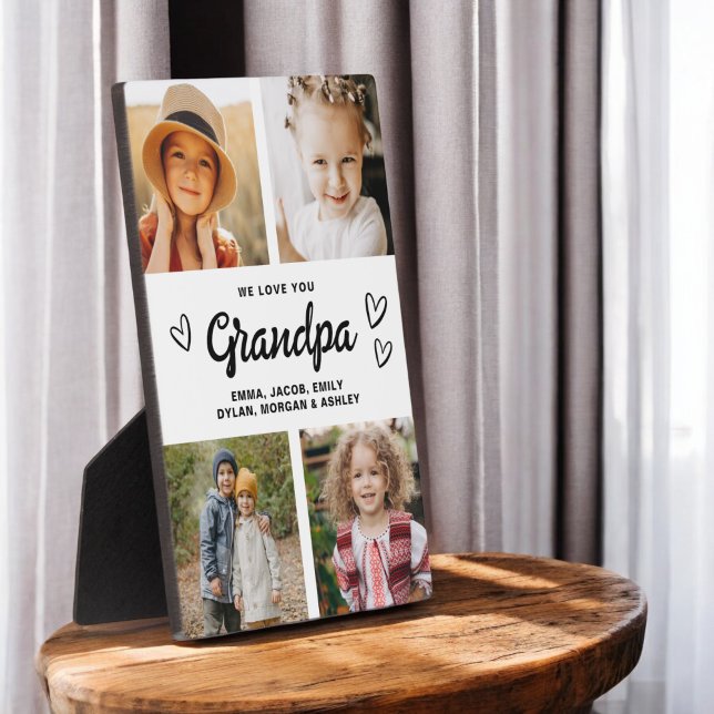 We Love You Grandpa Modern Photo Collage Plaque (Creator Uploaded)